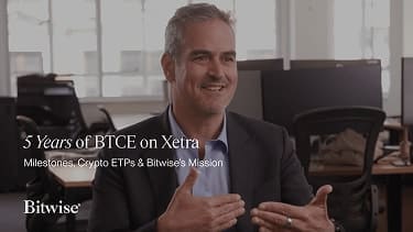 5 Years of BTCE on Xetra: Milestones, Crypto ETPs & Bitwise's Mission illustration